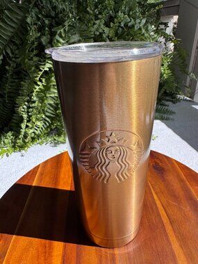 Starbucks 2024 Gold Stainless Steel Tumbler, 20oz Venti, Vacuum Insulated